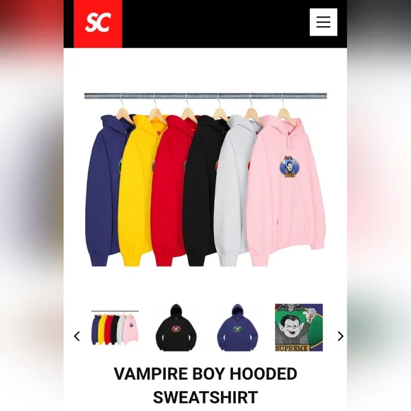 Supreme Vampire Boy Hooded Sweatshirt *SS21* *NWT*